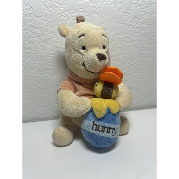 Disney Baby Winnie the Pooh Hunny Honey Pot Plush Bumble Bee Pink Sweater RARE - Picture 1 of 10